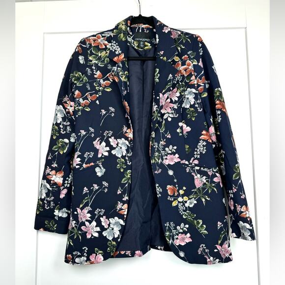 Cynthia Rowley Navy Blue Floral Blazer Size Small - Picture 1 of 5